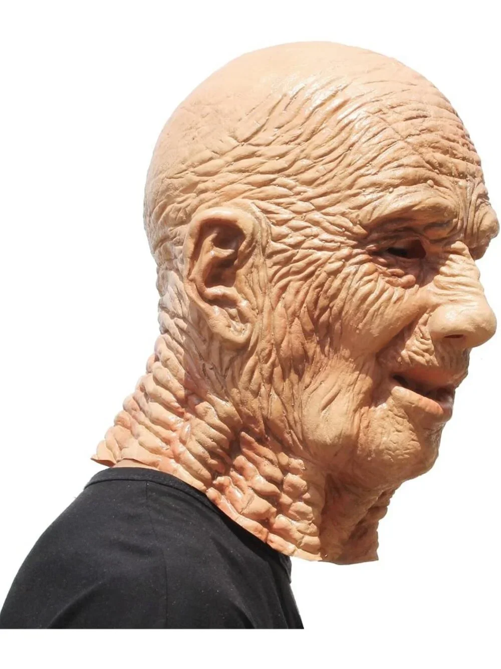 Old Women's Creepy Grandpa Realistic Halloween Latex Human Wrinkle Face Mask